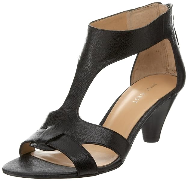 Amazon.com | Nine West Women's Anya Ankle-Strap Sandal, Black Leather, 5 M US | Flats