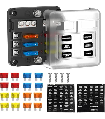 Jtron Circuito a 6 vie Blade Fuse Box Holder DC12~32V con kit di avvertimento a LED per Automotive Car Boat Marine Trike