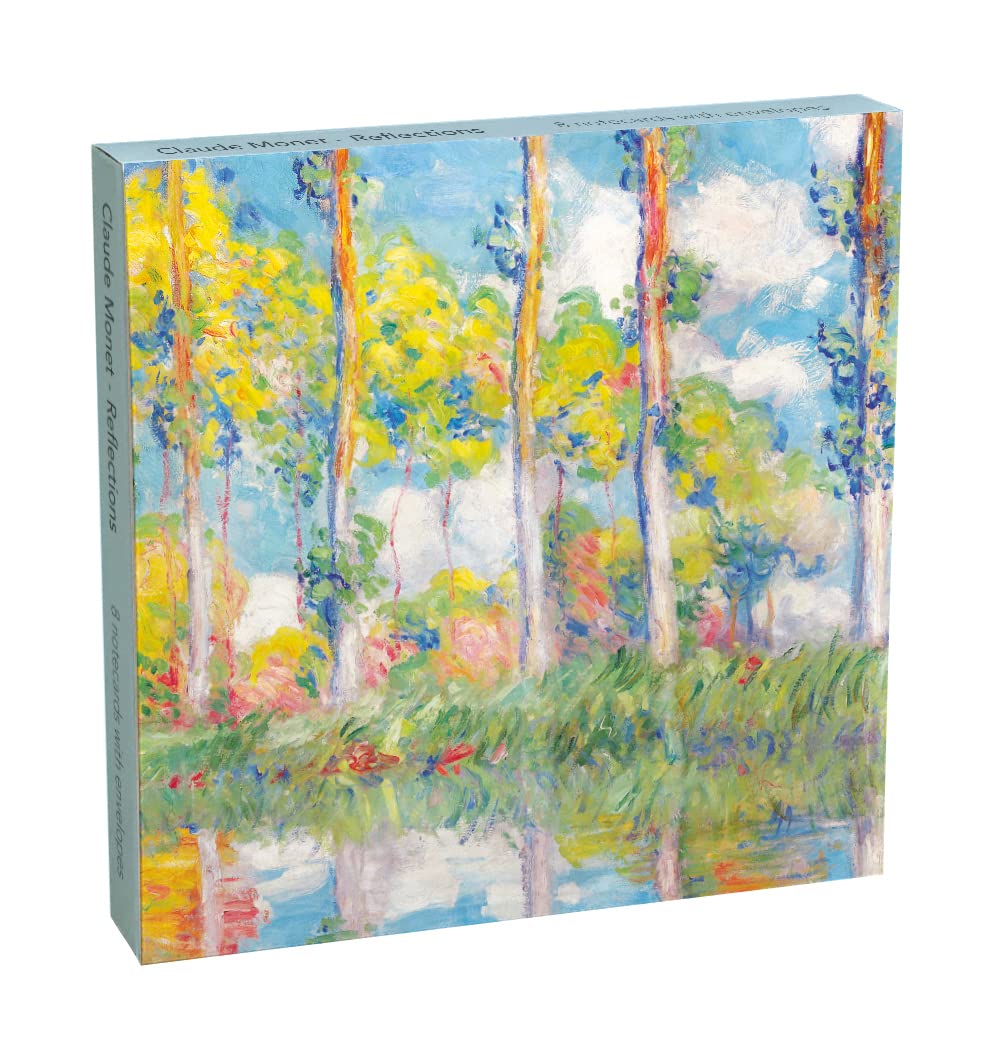 Museums & Galleries Claude Monet Reflections Pack of 8 Square Art Greeting Cards with White Envelopes