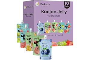 Hethstia Konjac Jelly Variety Pack, 10 Pouches Drinkable Jelly– Blueberry, Peach, Passion Fruit, Green Grape, Strawberry – Low Calorie Snack with Vitamin C, Keto, Gluten-Free, On-the-Go Healthy Treat