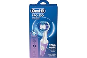 Oral-B Pro 500 + Electric Toothbrush with (1) Precision Clean Brush Head and (1) Sensitive Clean Brush Head, Rechargeable, Li
