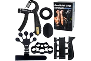 GOULIKFUL Grip Strength Trainer Finger Strengthener Kit, 6Pack Hand Grip Forearm Strengthener Exerciser for Home, Comprehensi