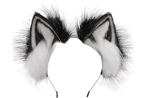 BNLIDES Handmade Fur Fox Wolf Cat Ears Headwear Women Men Cosplay Costume Party Cute Head Accessories for Halloween