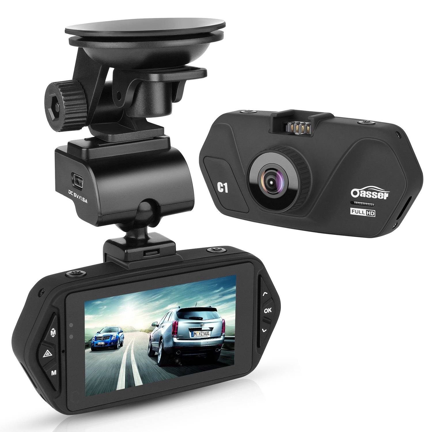 Oasser Dashcam Cámara de Coche Full HD P °Gran Ángulo LCD VIdeocámara