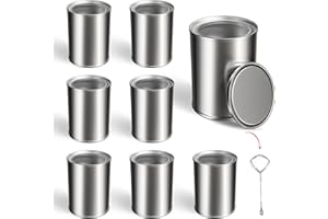 YESHINE 8PCS Empty Paint Cans with Lids, 1 Quart Metal Unlined Paint Bucket, Small Round Paint Storage Containers for Leftover Paint, Arts Crafts, DIY Projects, Painting (Silver, 2 Pint)
