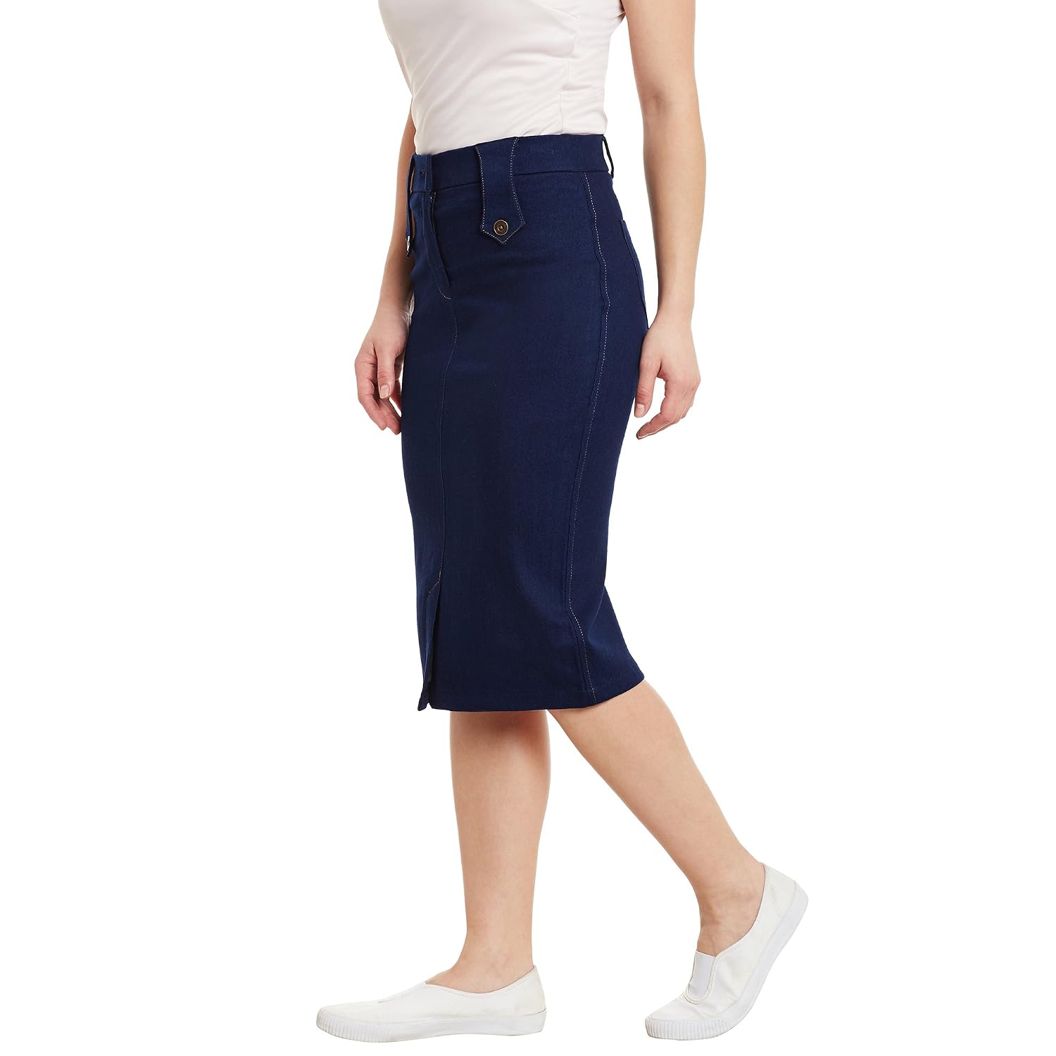 rider republic women solid denim pencil skirt(blue_32)