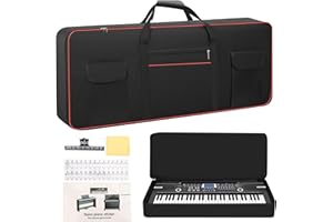 MUINS 61 Key Keyboard Case(Inner dimension: (38.5"*16.1"*5.5"),digital piano Keyboard carrying travel case Gig bag,thickened waterproof foldable 600D Oxford cloth,Music Page Holder & Keyboard Stickers