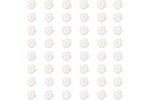 Ruwado 50 pcs Satin Ribbon Roses Mini Flowers Boutique Applique Sewing Embellishment Supplies for DIY Craft Project Scrapbooking Wedding Theme Parties Home Decoration (White)