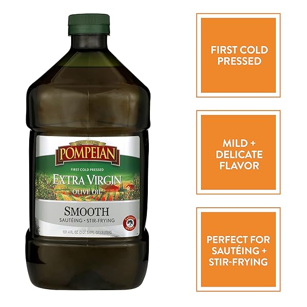 POMPEIAN SMOOTH EXTRA VIRGIN OLIVE OIL, CONTAINS POLYPHENOLS, FIRST COLD PRESSED, 101 FL OZ