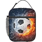 Funacola Soccer Ball Sport Lunch Bag For Boys Girls Reusable Lunch Box Insulated Meal Bags Portable Lunch Tote For Kids School Men Work Travel Picnic