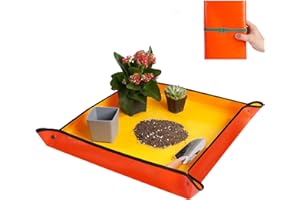 HNXTYAOB Repotting Mat for Indoor Plant Transplanting and Potting Soil Mess Control Portable Succulent Planting Potting Tray Gardening Gifts for Women Men Plant Lover Gifts (Orange 26.8" x 26.8")