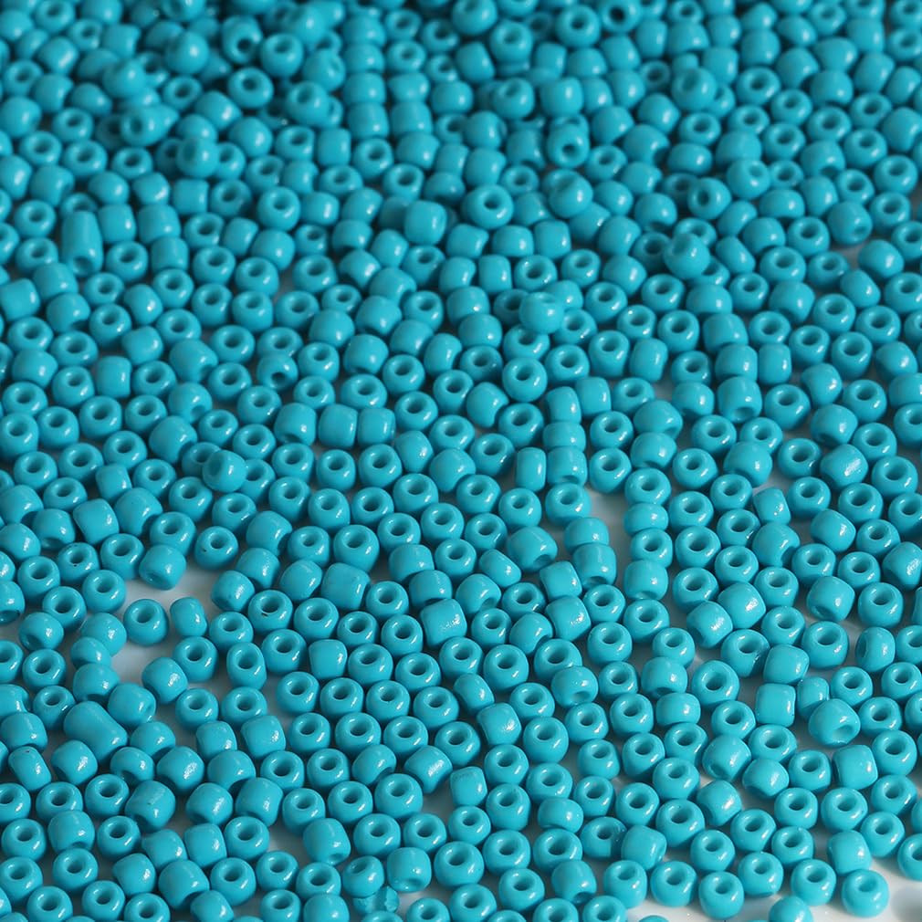 Bala&Fillic Turquoise Blue Color 3mm Seed Beads About 3600pcs/100Grams in Bag, 8/0 Glass Craft Beads for Making Bracelet Necklace Earring(Turquoise Blue) — image 1
