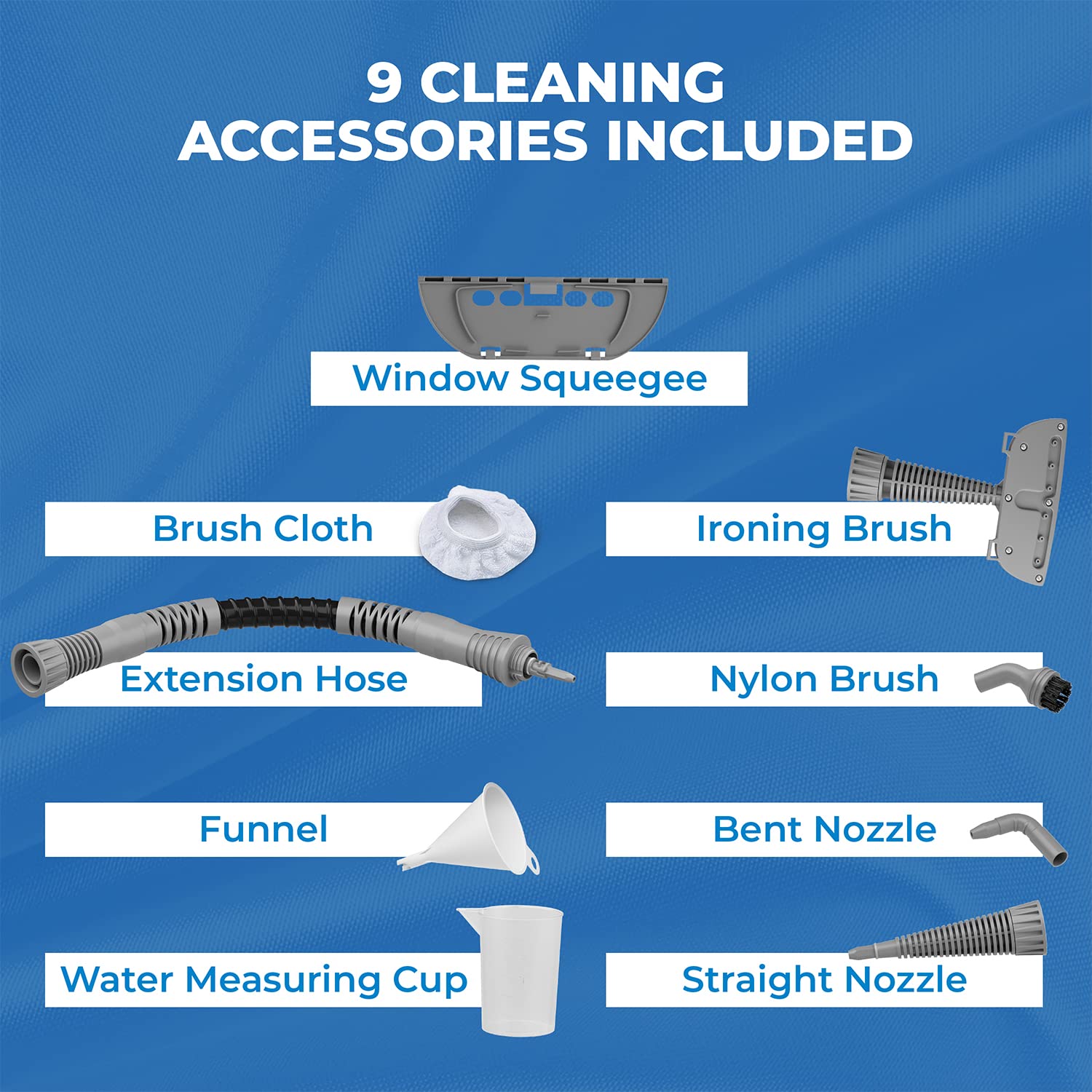 PurSteam Handheld Portable Steam Cleaner Couch Cleaner - Fast Heating, Long Cord (9-piece set)