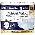 NorthShore MegaMax Adult Overnight Diapers, 12-Hour Tab-Style, 2X-Large, 4 Count Trial, White, 60-76 inches, Unisex Incontinence Underwear