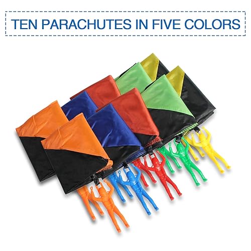 ZWBLZY 10 Packs Parachute Men Tangle Free Outdoor Flying Parachute Toys  Hand Throwing Watching Landing Toys fo