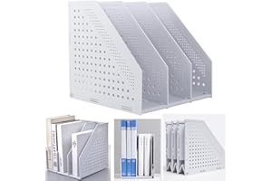 Marte Vanci Collapsible 3 Compartment Magazine Holder Desktop Adjustable Sturdy File Dividers Document Cabinet Rack Display (