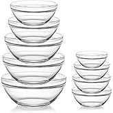 Sweejar Glass Mixing Bowls Set(set of 9),Nesting Bowls for Space Saving Storage,Great for Cooking,Baking,Prepping,Stackable Bowl Set&hellip;