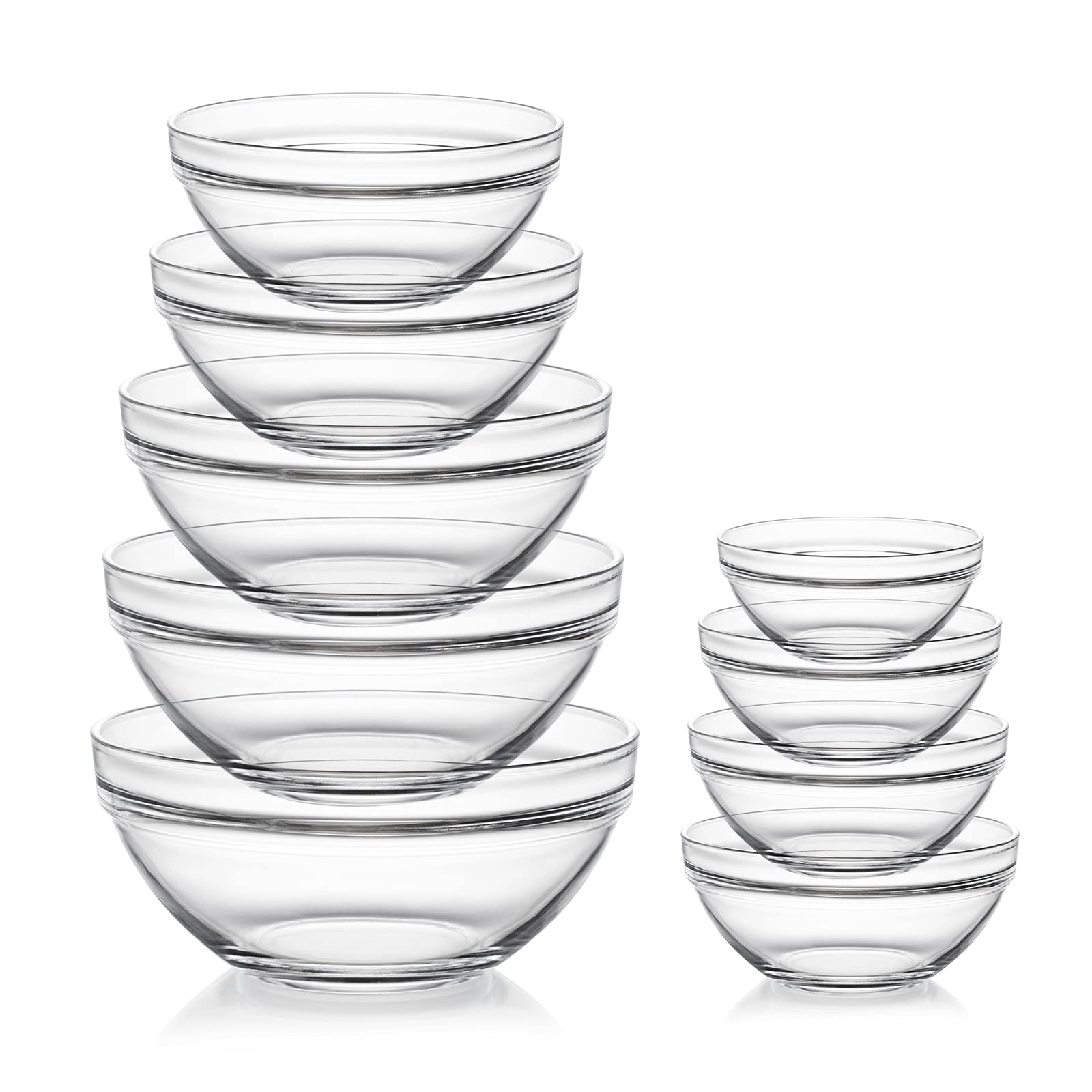 Photo 1 of Sweejar Glass Mixing Bowls Set(set of 9),Nesting Bowls for Space Saving Storage,Great for Cooking,Baking,Prepping,Stackable Bowl Set…