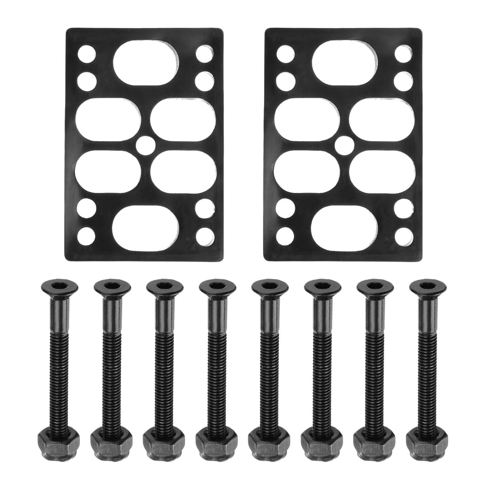PATIKIL Skateboard Riser Pads Screws Set, 2 Pack 12mm Angle Wedge Riser Pad Absorbing Impact Shock with 8pcs 1.5" Hardware Screws Nuts for Cruiser, Black