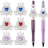 6 Pack Rhinestone Crown Beads– Fancy Chunky Beads for Beadable Pens, DIY Crafts, and Jewelry Making – Perfect for Necklaces, Earrings, Bracelets, Keychains, and More