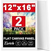 ESRICH Canvas Boards for Painting 12x16 Inch, 2 Pack Canvas for Painting Cotton Primed Acid Free Large Blank Canvas Panels for Oil Paint, Watercolor, Acrylic Paint, Gouache and Tempera.