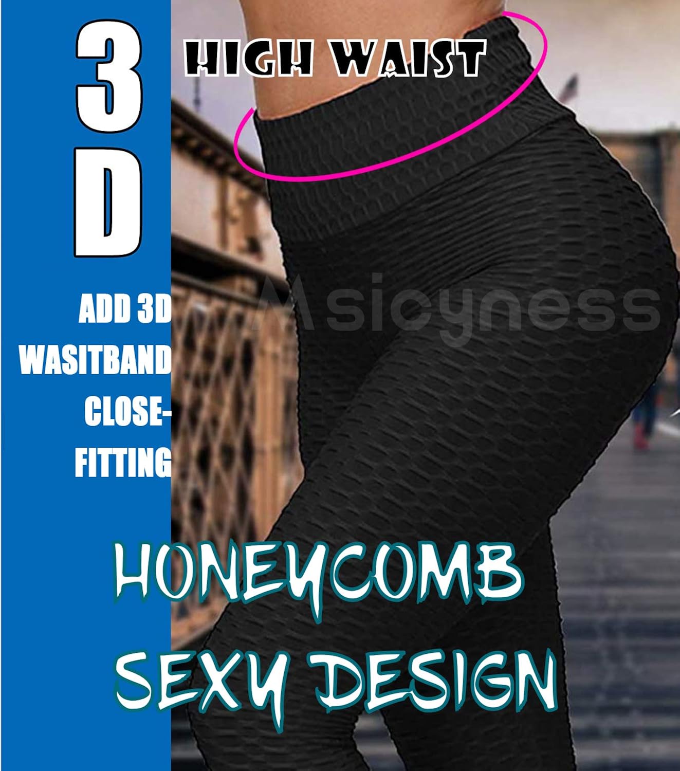 Msicyness Tiktok Leggings Women's High Waist Yoga Pants Butt Lift Tummy Control Leggings Textured Scrunch Booty Tights : Clothing