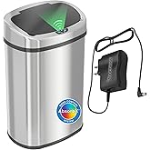 SensorCan 50 Liter / 13 Gallon Kitchen Trash Can with AC Adapter & Odor Filter Kit – Motion Sensor Stainless Steel Garbage Bi