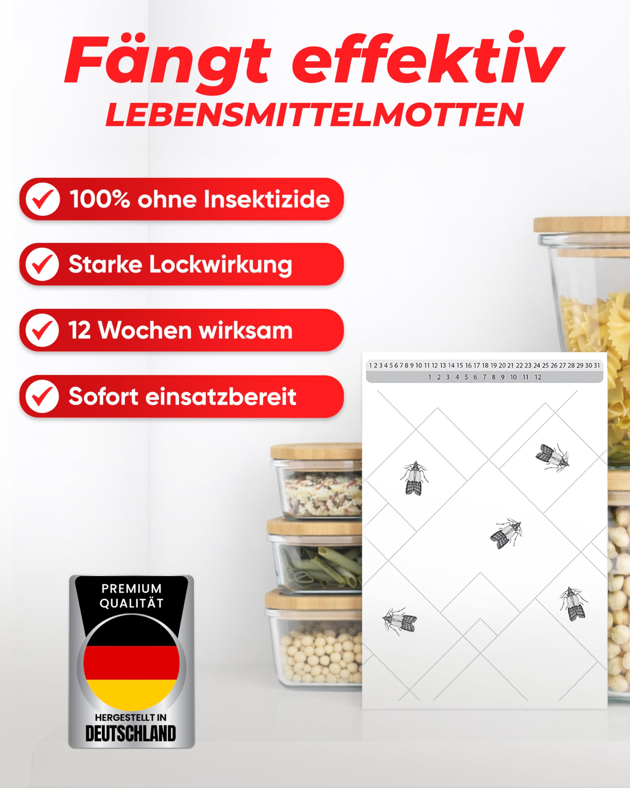 PIC Lebensmittelmotten Falle, 18 Stück Starke Pheromonfallen gegen Motten 2