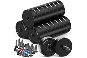 LOVIMAG Magnet, 20lbs Rare Earth Magnets, 24Pcs Black Countersunk Magnet with Screw for Kitchen, Tool Room, Science, Craft, I