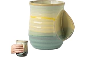 TaoTaojarvie Hand Warmer Coffee Mug Handmade Pottery - 20 Ounce Large Hand Warming Mugs Ceramic Gift with Contoured Pocket, K