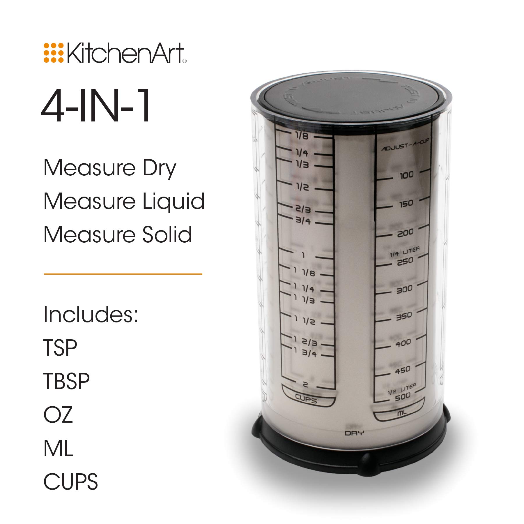 KitchenArt Professional Series 2 Cup Adjust-A-Cup, Champagne Satin, Adjustable, 1/8 to 2-Cup
