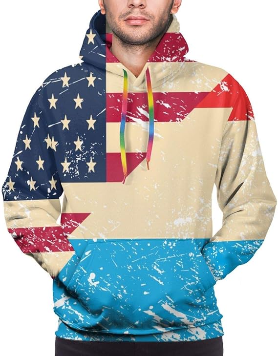 Amazon Co Jp アメリカとルクセンブルグのレトロフラッグメンズ長袖パーカーファッションスポーツポケットプルオーバー 服 ファッション小物