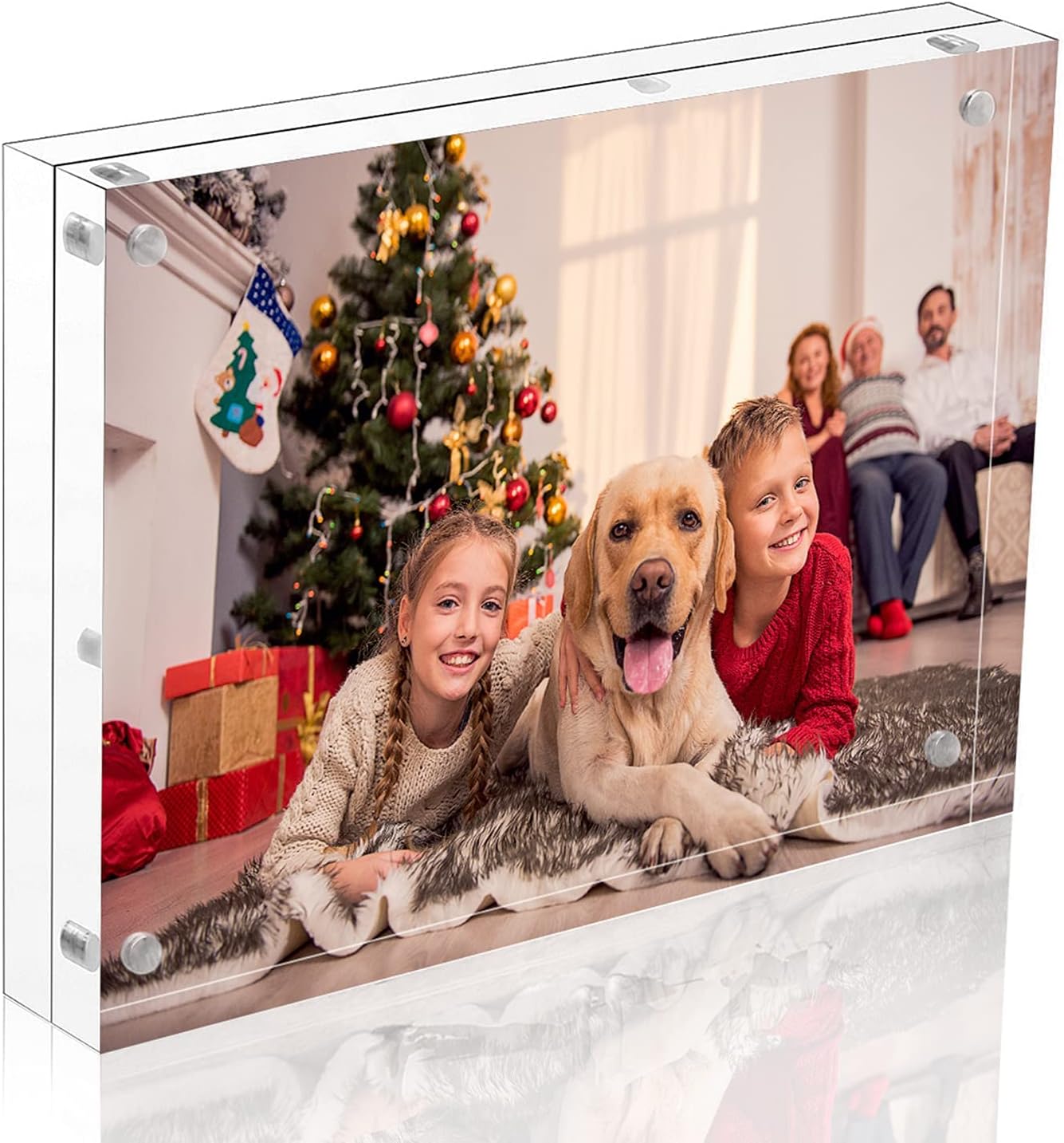 Photo Albums, Frames & Accessories - NIUBEE Acrylic Picture Frame 5x7, 20% Thicker Block Clear Double Sided Photo Display with Gift Box Package