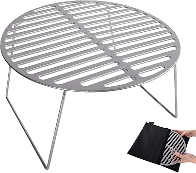 Amazon Ibasingo 折りたたみグリル チタン焼き網 丸形 コンパクトグリル グリルスタンド バーベキュー 網 アウトドア キャンプ 料理用 q 旅行 収納袋付き Tii Ibasingo バーベキューコンロ 焚火台