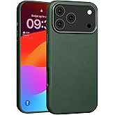 Rumwot for iPhone 17 Pro Max Leather Case Compatible with Magsafe, Top Grain Leather, Professional Slim Fit Shockproof, Metal Buttons & Camera Bump Frame Phone Protective Magnetic Cover - Green