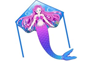 HONBO Large Mermaid Kite for Kids & Adults, Easy to Fly Delta Kite, Beginner Kite for Girls &Boys, Pegasus Beginner Kite for Kids,Octopus Kite