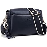 Roulens Triple Zip Small Crossbody Bag for women,Wide Strap Cell Phone Purse Shoulder Handbag Wallet with Credit Card Slots | Triple Zip, Small, Wide Strap