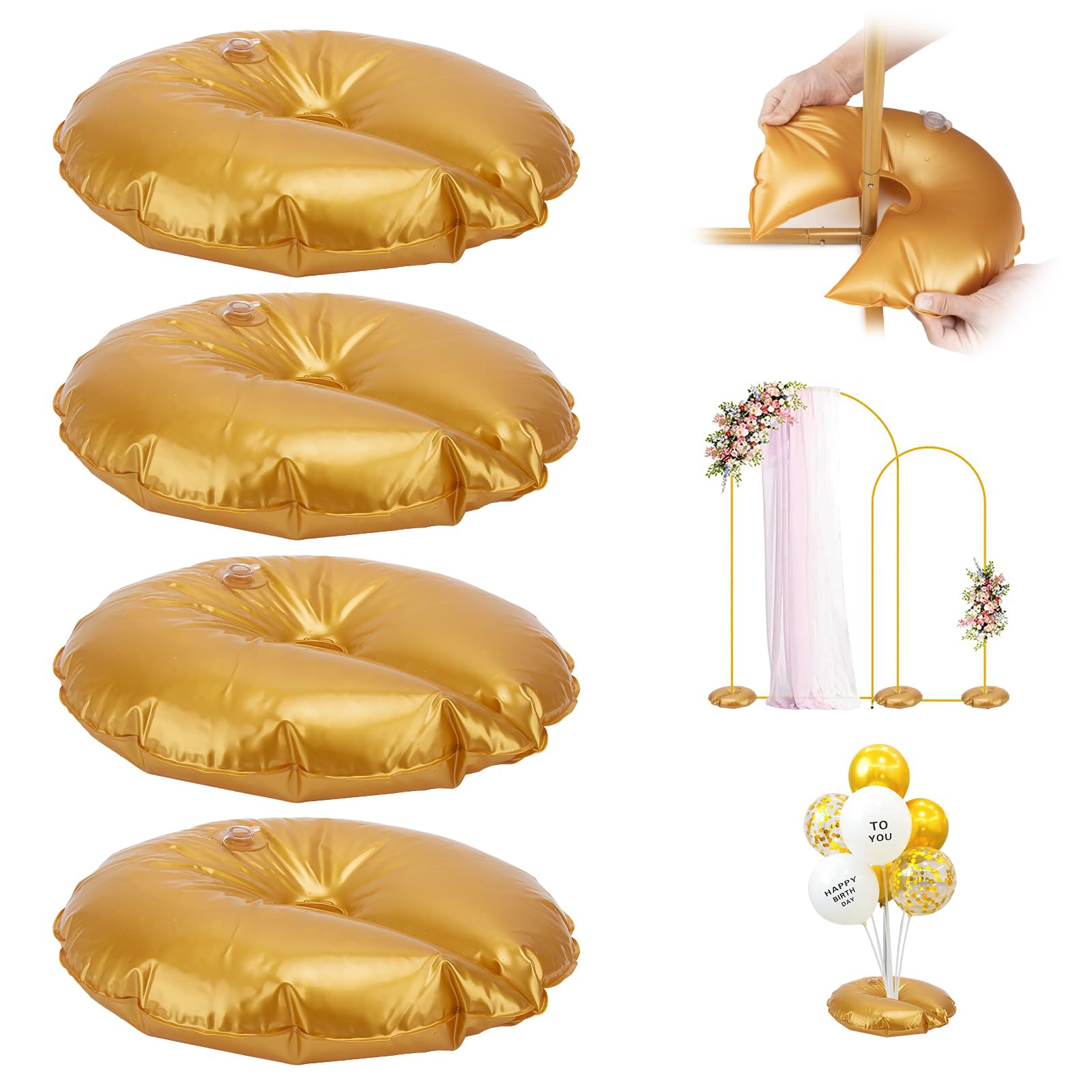 Photo 1 of 2 Pieces Golden Water Bag for Arch Stands Base, Heavy Weight Water Bag for Wedding Birthday Party Arch Backdrop Stand, Metal Arch Frame Base, Thickened Water Fillable Base (Upgrad 2.0)