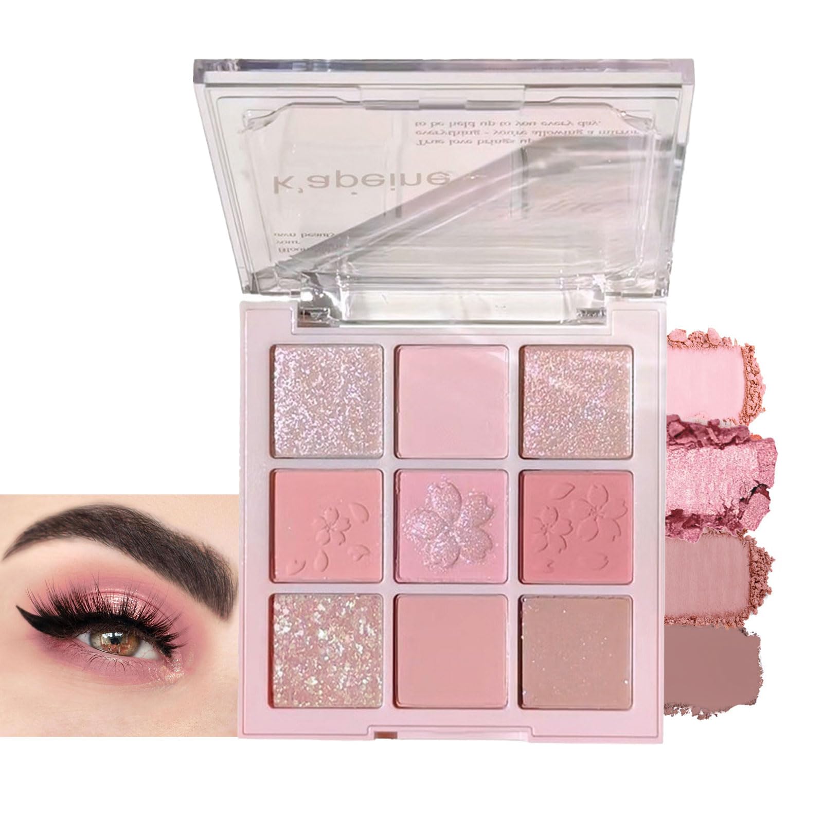 Pink Eyeshadow Palette Make-Up Palettes, 9 Colour Nude Natural Pink Brown Shimmer Eye Shadow Pallets for Women, Cool Girl Matte Make Up, Waterproof Long Lasting Highly Pigmented