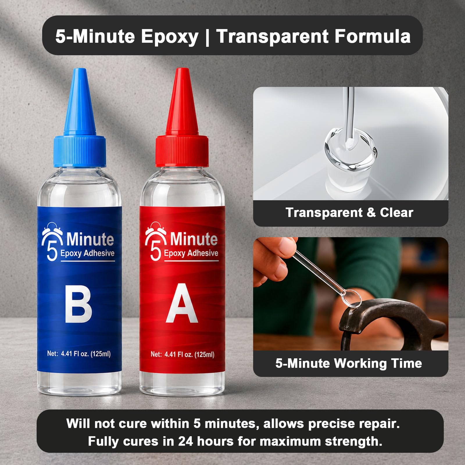 5 Minuten Epoxy Kleber 250ml, Zweikomponentenkleber Schnell Aushärtender, 2 komponenten kleber epoxidharz in Transparent, Universalkleber für jede Anwendung 2