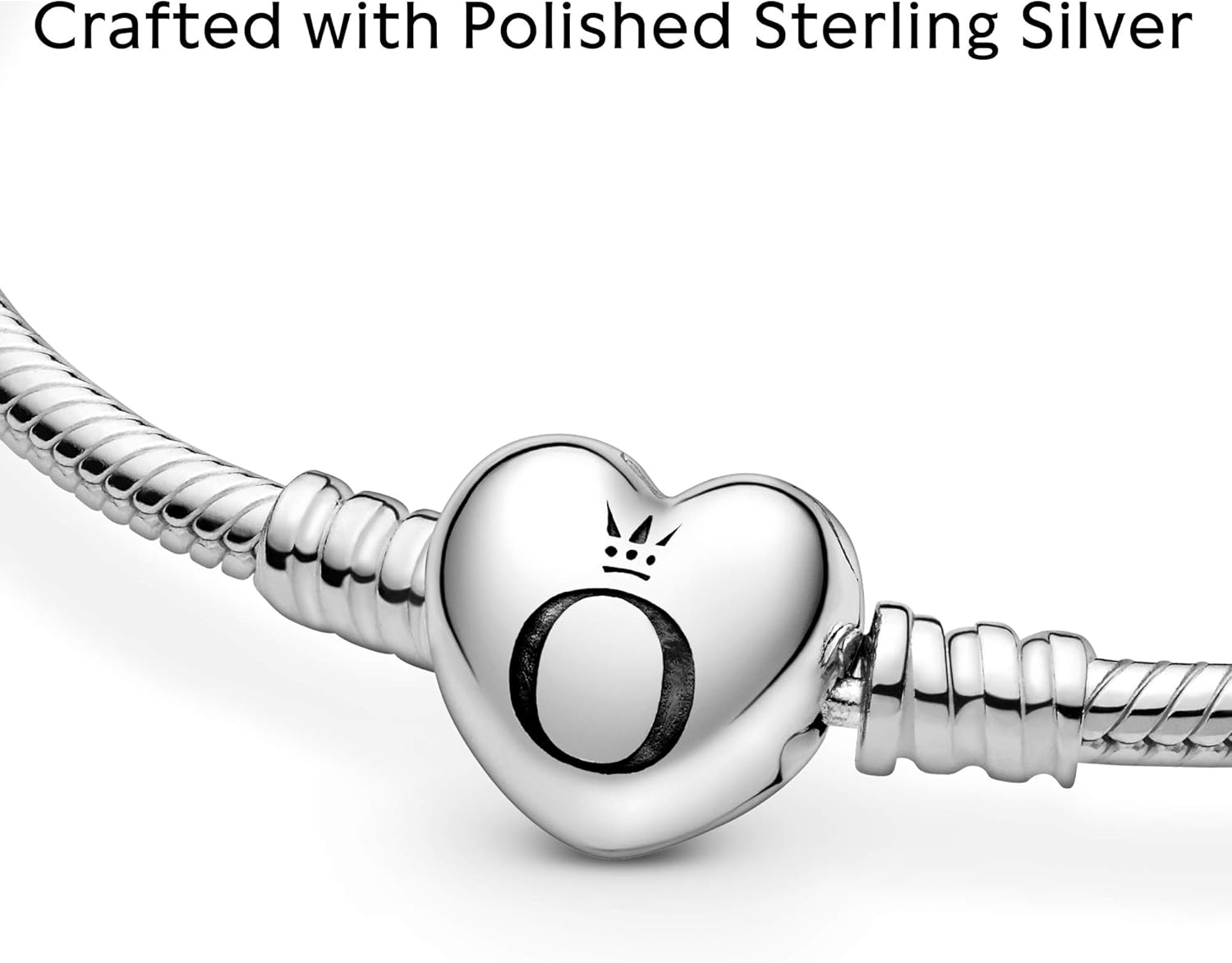 Pandora Jewelry Moments Heart Clasp Snake Chain Charm Sterling Silver Bracelet, 8.3": Clothing