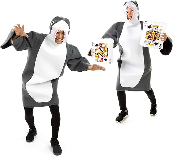 Amazon カードサメ カップルコスチューム 面白いハロウィンアニマル服 巨大なカード小道具 ファッション小物 通販