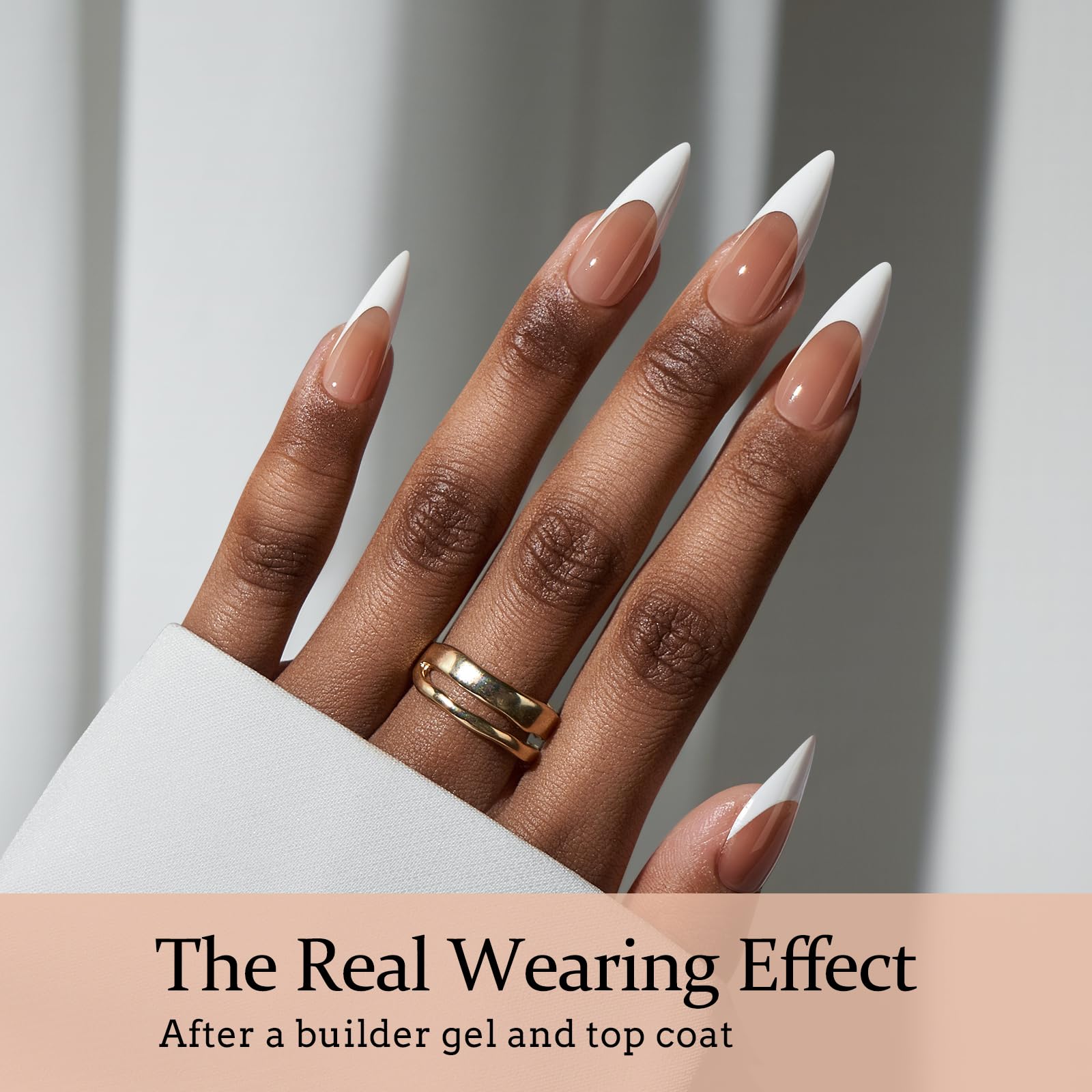 BTArtboxnails Long Stiletto Nail Tips - French Tip Press on Nails Brown XCOATTIPS for Nail Extensions - Image 3