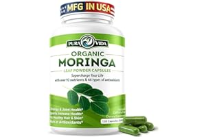 PURA VIDA MORINGA Capsules Single Origin Moringa Powder Organic. Pure Moringa Leaf. Energy, Metabolism, & Immune Support. 120ct. 500mg Caps.