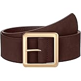 JASGOOD Women Wide Suede Belt Chunky Belts For Jeans Dresses Coats Ladies Waist Belt With Fashion Square Buckle, Width 1.89"