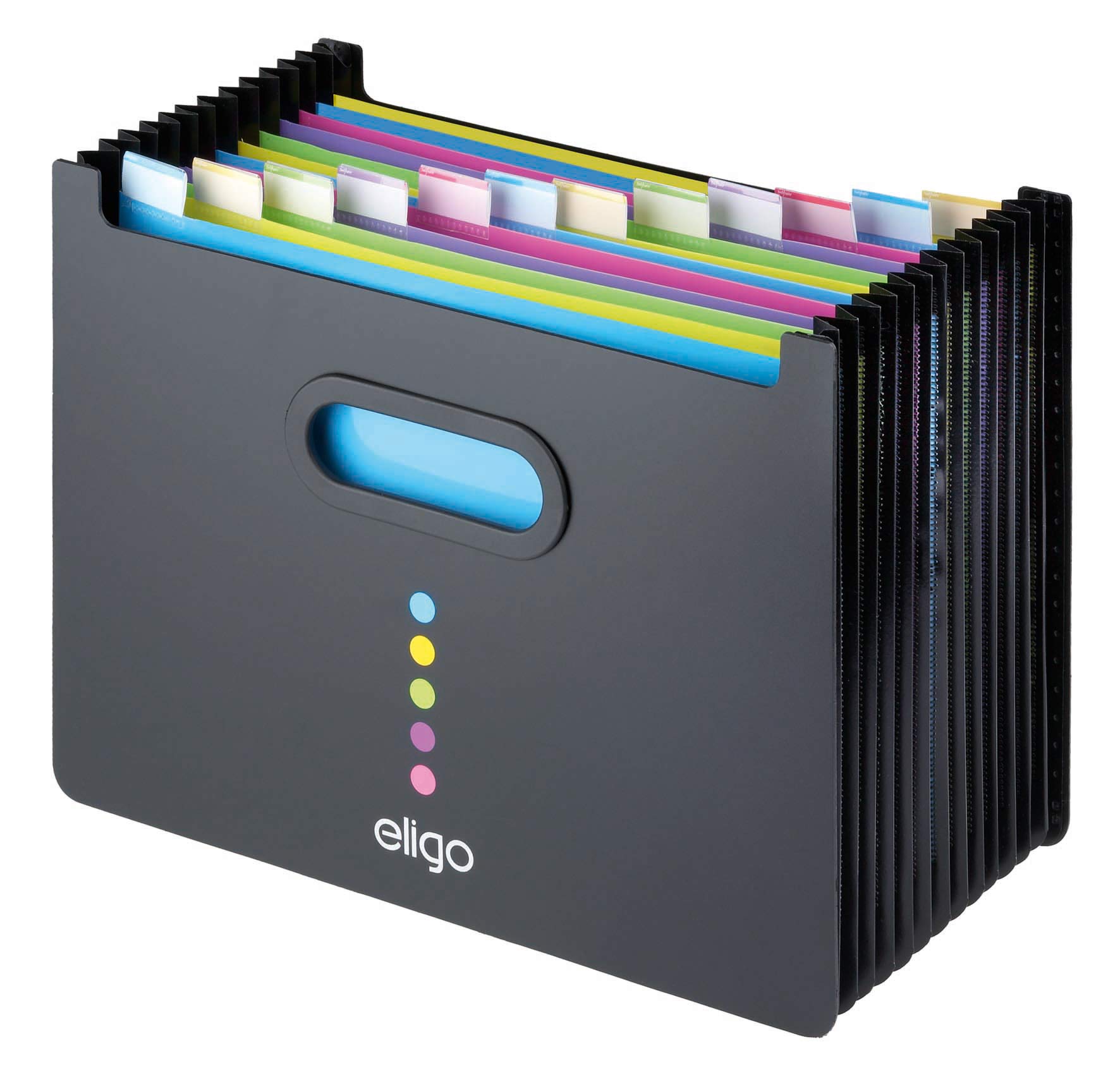 Snopake A4 Eligo Landscape Desk Expander/Organiser 13-Part – Black [Pack of 1] Ref: 15174
