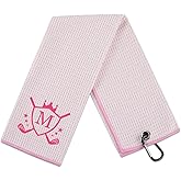 CybGene Microfiber Golf Towel for Women, 16'x 24', Pink - Initial M