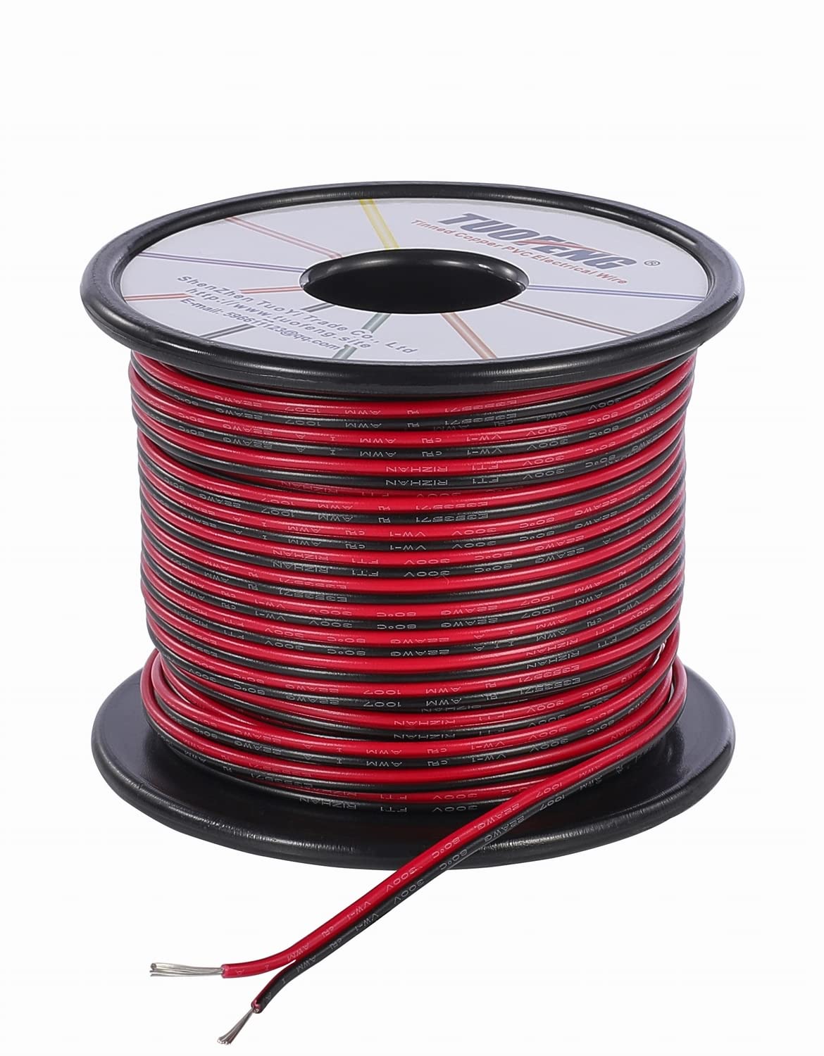 TUOFENG 22 Gauge PVC Electrical Wire 0.32mm²30 Meter Reel 2 Pin Extension Cable 12V/24V DC Cable Wire for Single LED Strip Light — image 1