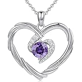 G&GEMSJEW 18K Gold Heart Birthstone Necklaces for Women, S925 Sterling Silver Jewelry Birthday Gifts for Women Wife Girlfriend Mom, Anniversary Christmas Valentines Gifts