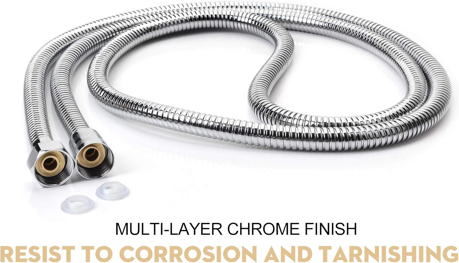 Blissland Shower Hose, 79 Inches Extra Long Chrome Handheld Shower Head Hose with Brass Insert and Nut - Lightweight and Flexible - - 